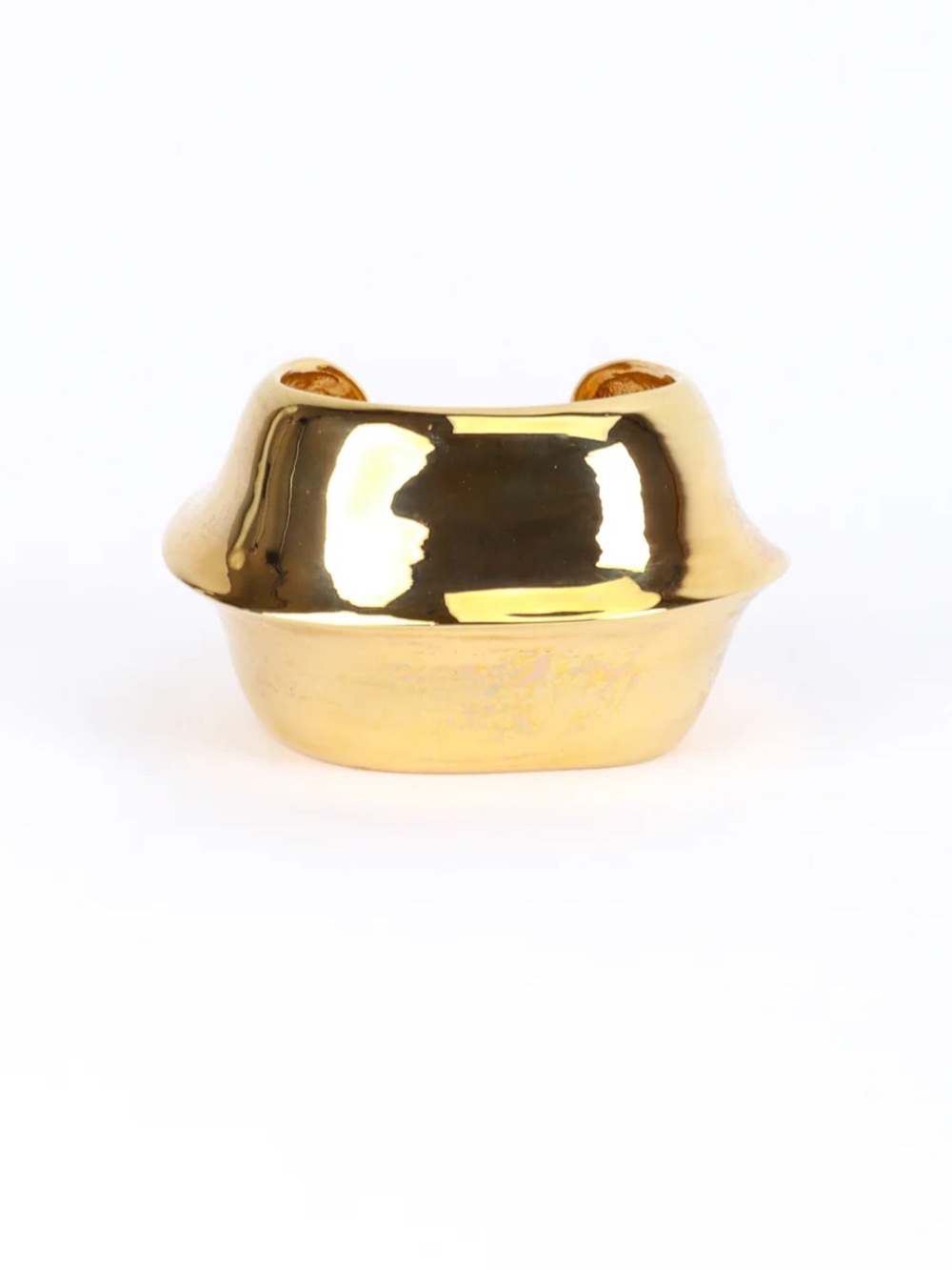 Vintage 80s 90s Oscar de la Renta Gold Wide Sculpted Cuff Bracelet